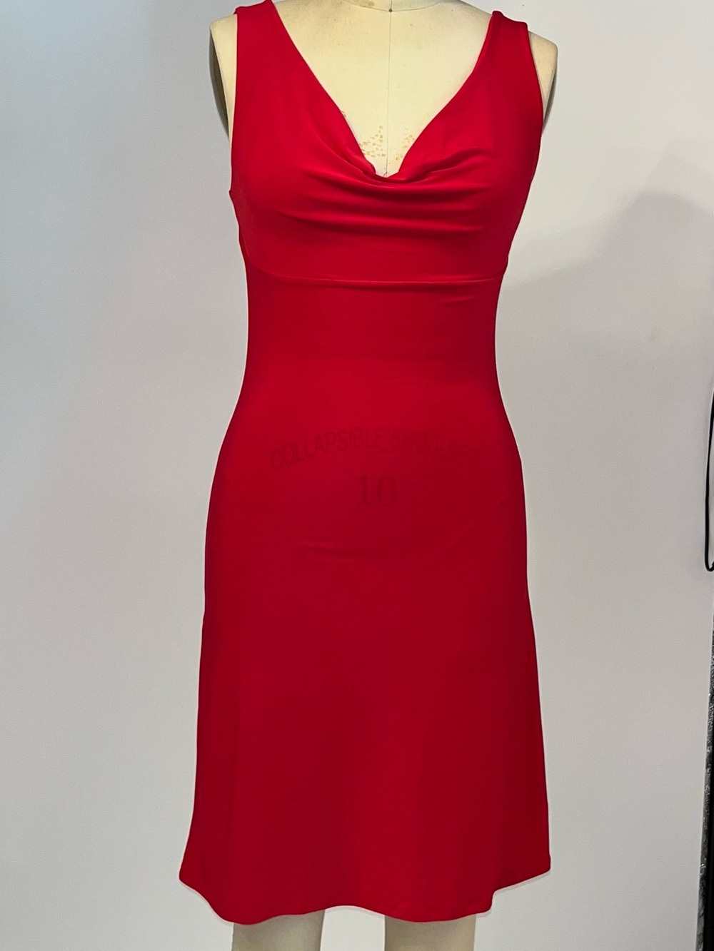 Classic Red Cowl Neck Midi Dress